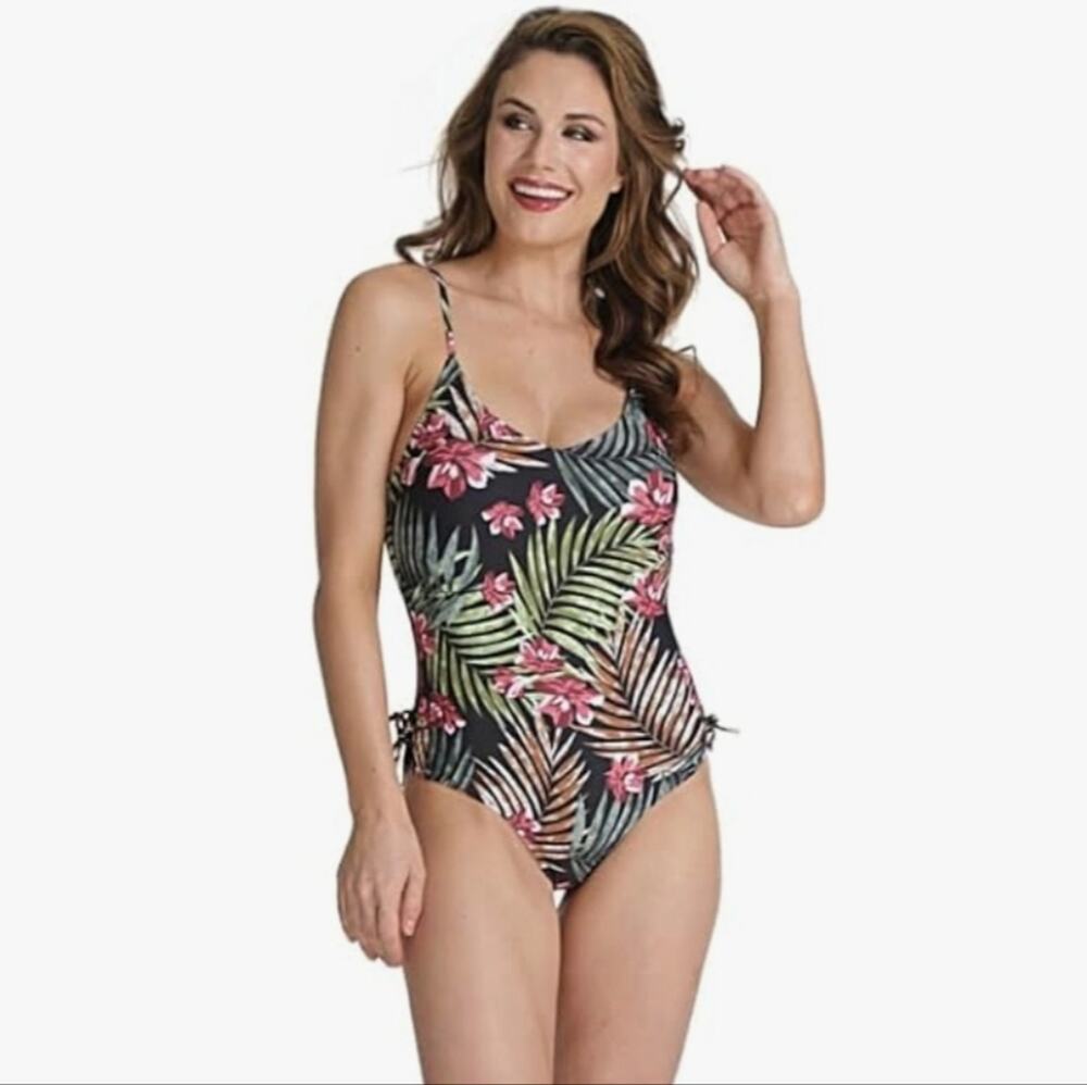 Kensie Swimsuit Women's Medium Black Floral Bikini Swimwear